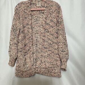 HIPPIE ROSE Cream Black, and Brown Knit Cardigan Sweater. SIZE 8